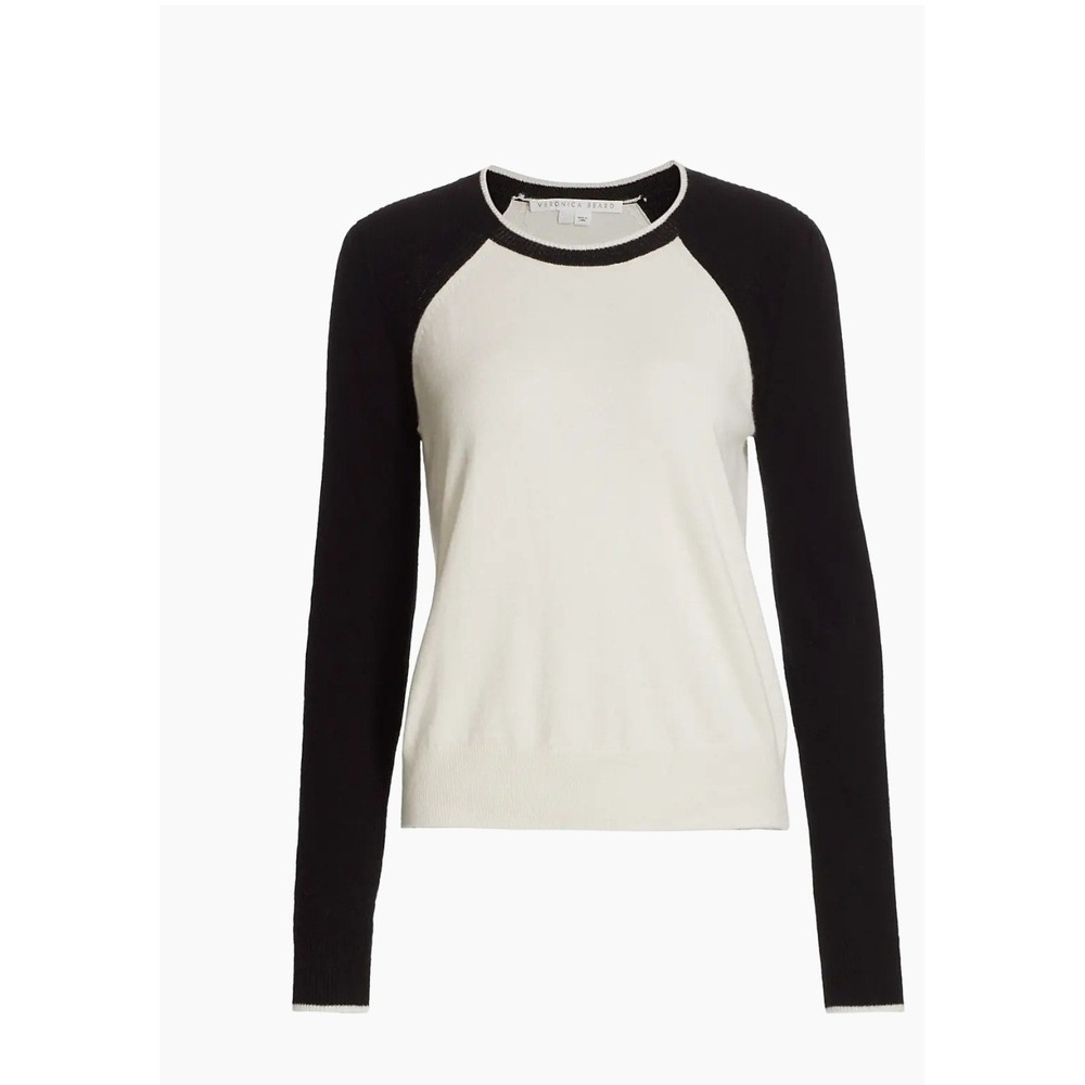 Veronica Beard ALBERTINA Raglan Cashmere Sweater Black Ivory Women's Medium